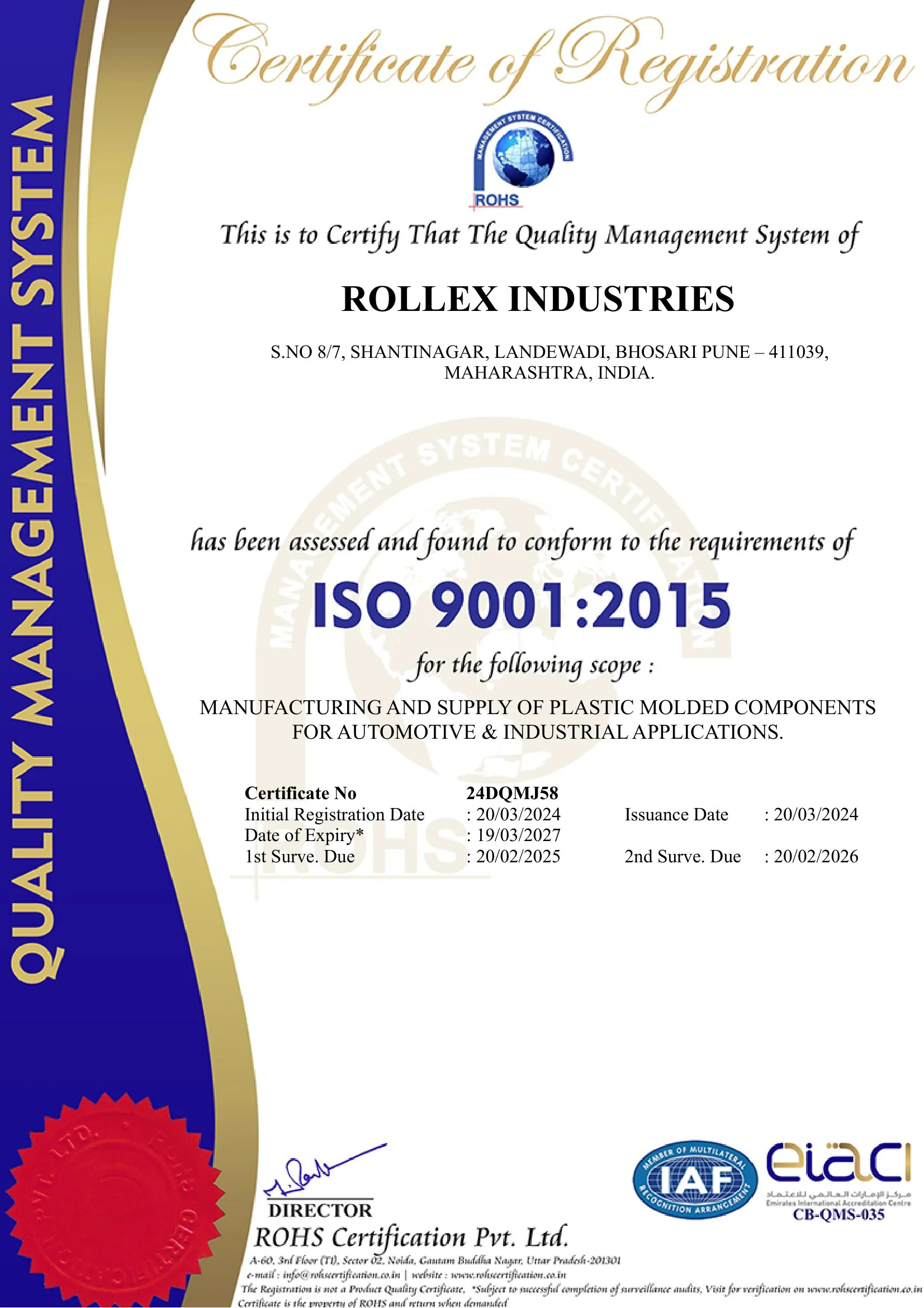 Rollex Industries — quality-focused injection molding manufacturer in Pune, India